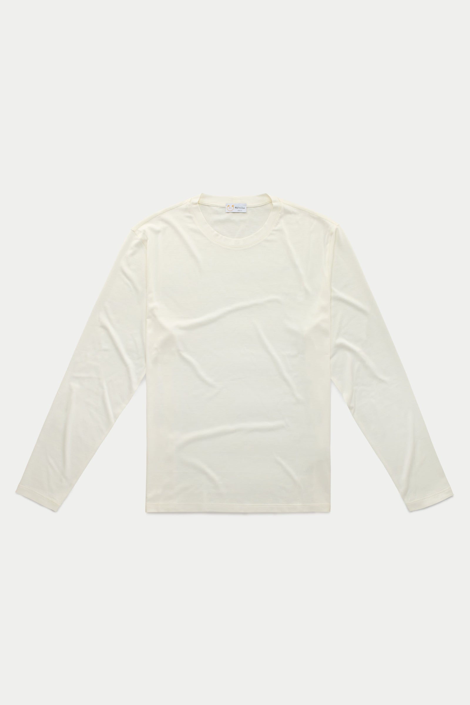 Silk Cotton Long Sleeve Crew Neck T-Shirt White
