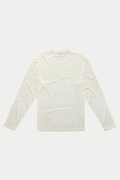 Silk Cotton Long Sleeve Crew Neck T-Shirt White