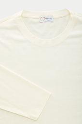 Silk Cotton Long Sleeve Crew Neck T-Shirt White