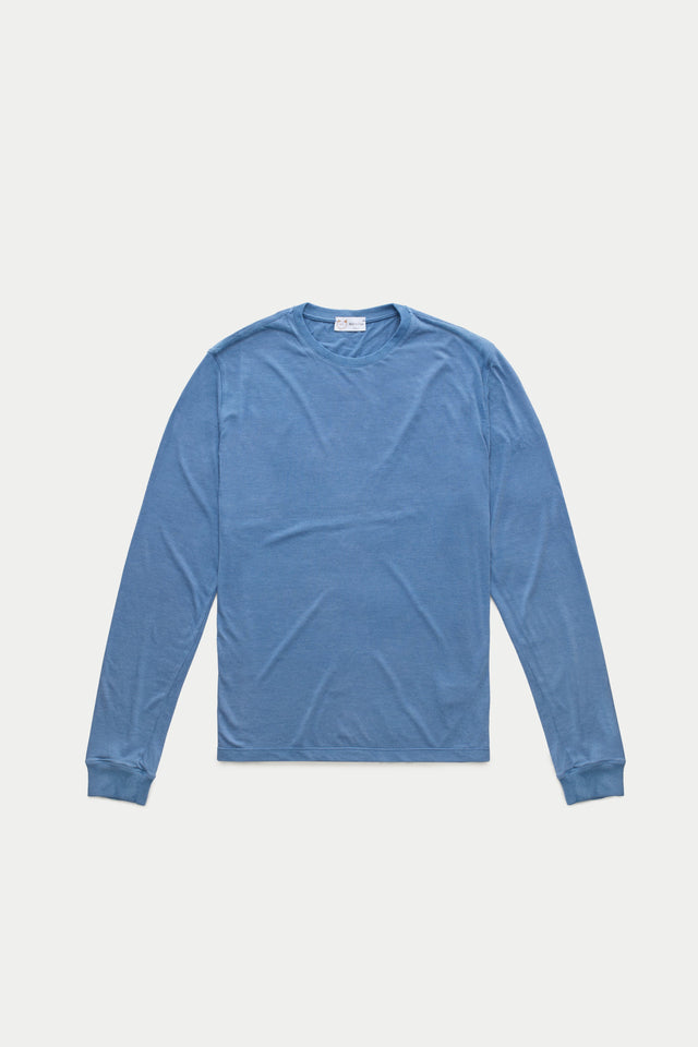 Light Weight Bamboo Sorona Long Sleeve Crew Neck T-Shirt Moonlight Blue