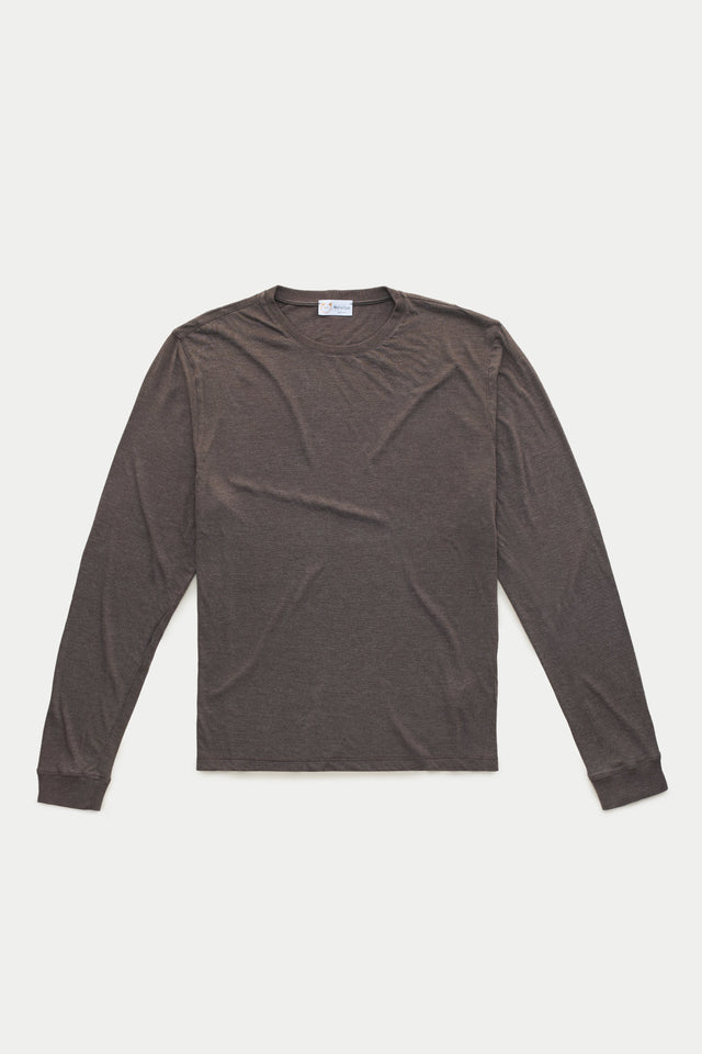 Light Weight Bamboo Sorona Long Sleeve Crew Neck T-Shirt Ganache