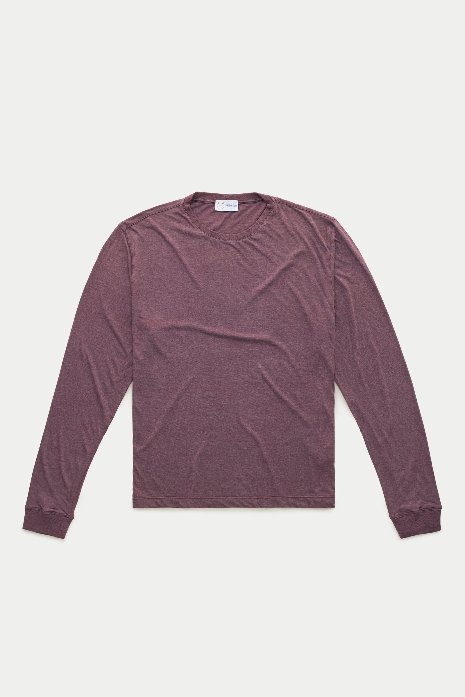 Light Weight Bamboo Sorona Long Sleeve Crew Neck T-Shirt Mulberry Wine