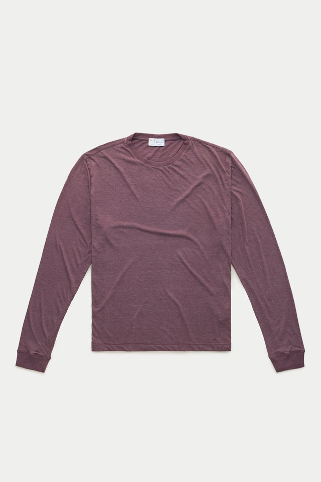 Light Weight Bamboo Sorona Long Sleeve Crew Neck T-Shirt Mulberry Wine