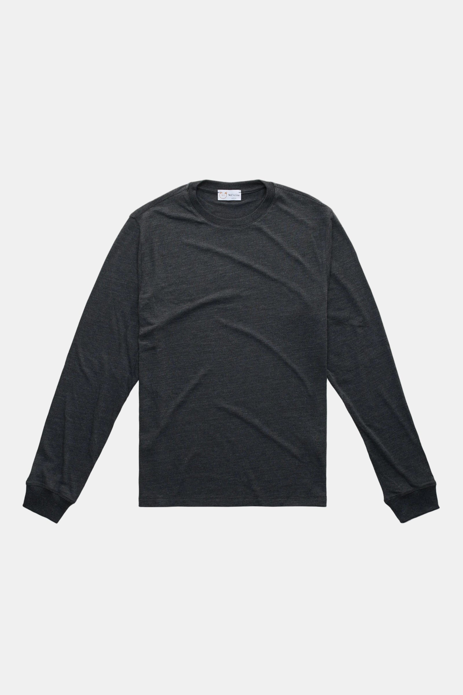 Heavyweight Long Sleeve Bamboo Sorona Jersey Crewneck Black