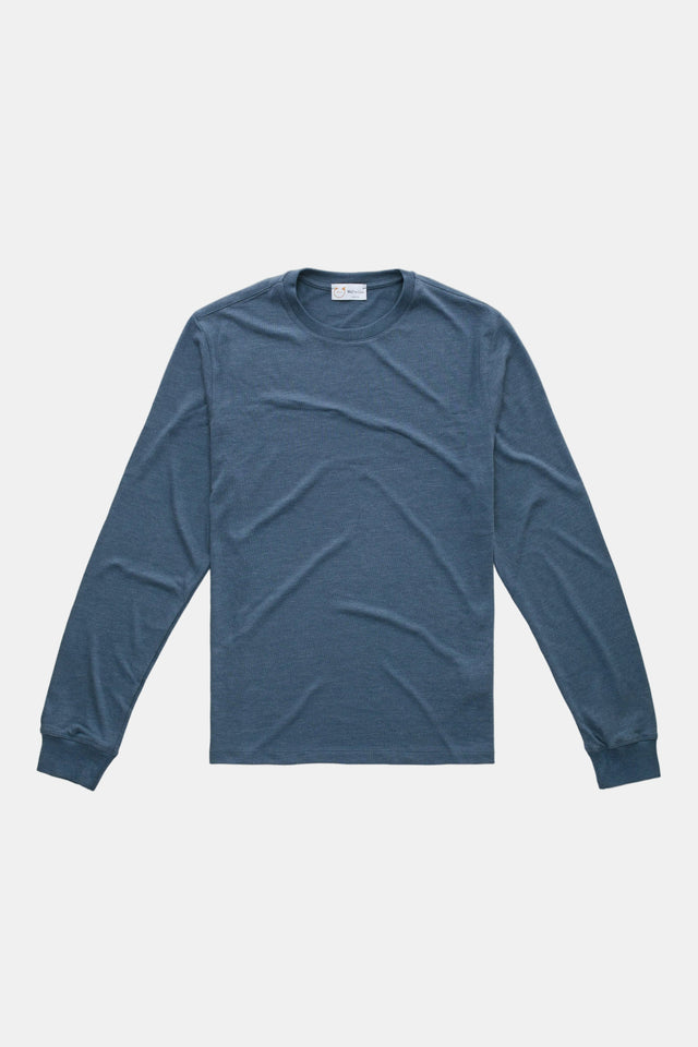 Heavyweight Long Sleeve Bamboo Sorona Jersey Crewneck Navy