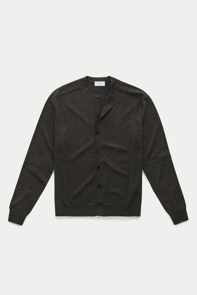 Long Sleeve Wool Knitted Cardigan Cenere