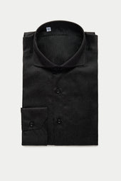 Long Sleeve Silk Jacquard Shirt Black