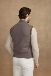 Veste Sans Manche En Daim Marron