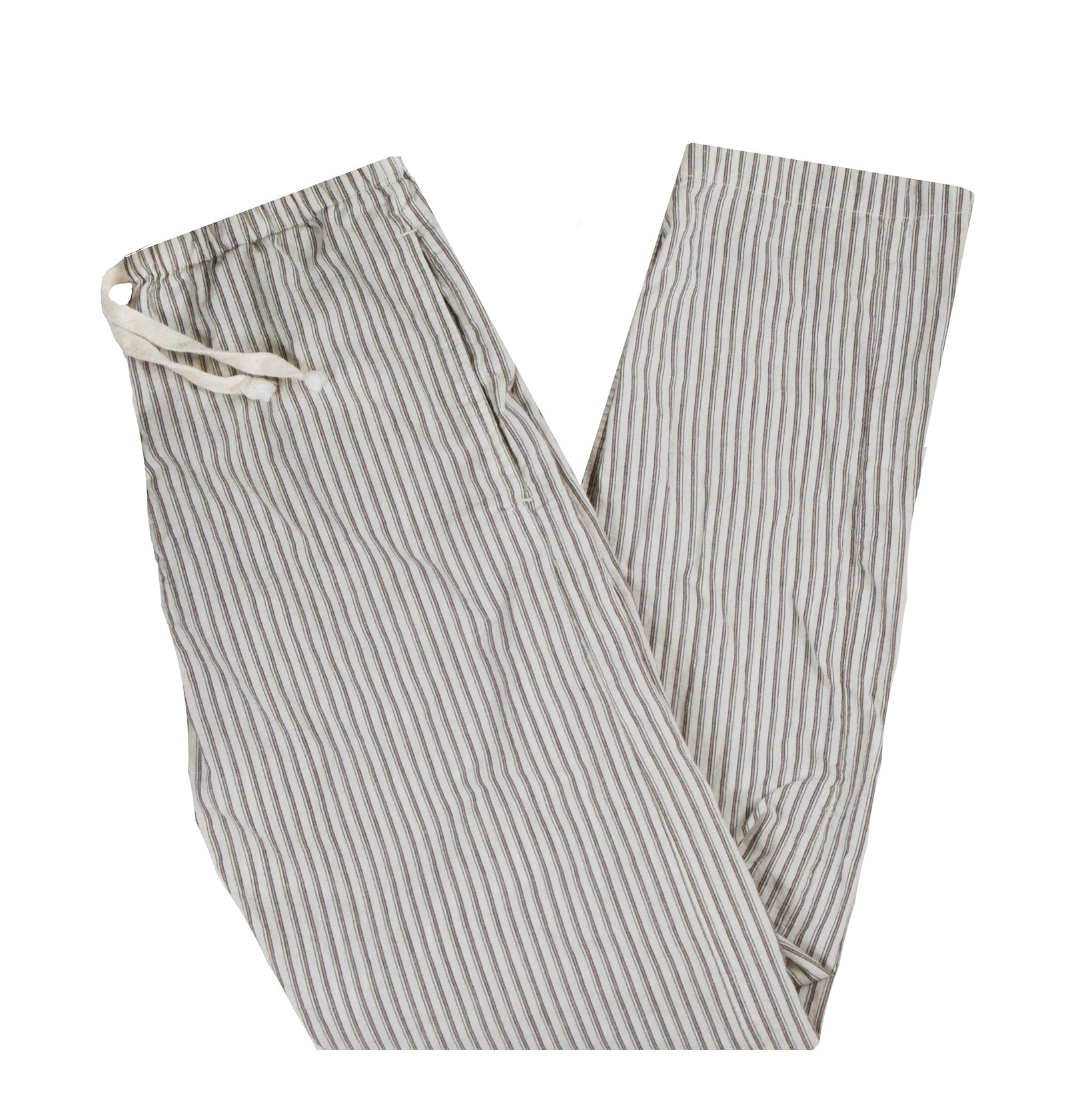 Japanese Natural Striped Linen Cotton Drawstring Lounge Pants