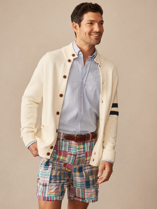 Off_White/Navy Solid Lowell Sweater | Men's Sweaters | J.McLaughlin