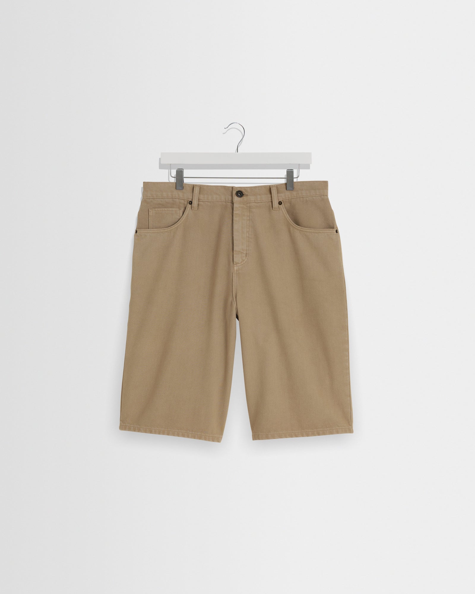 Luca Washed Beige Organic Cotton Denim Shorts