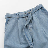 Lyocell Belted Denim Shorts Light