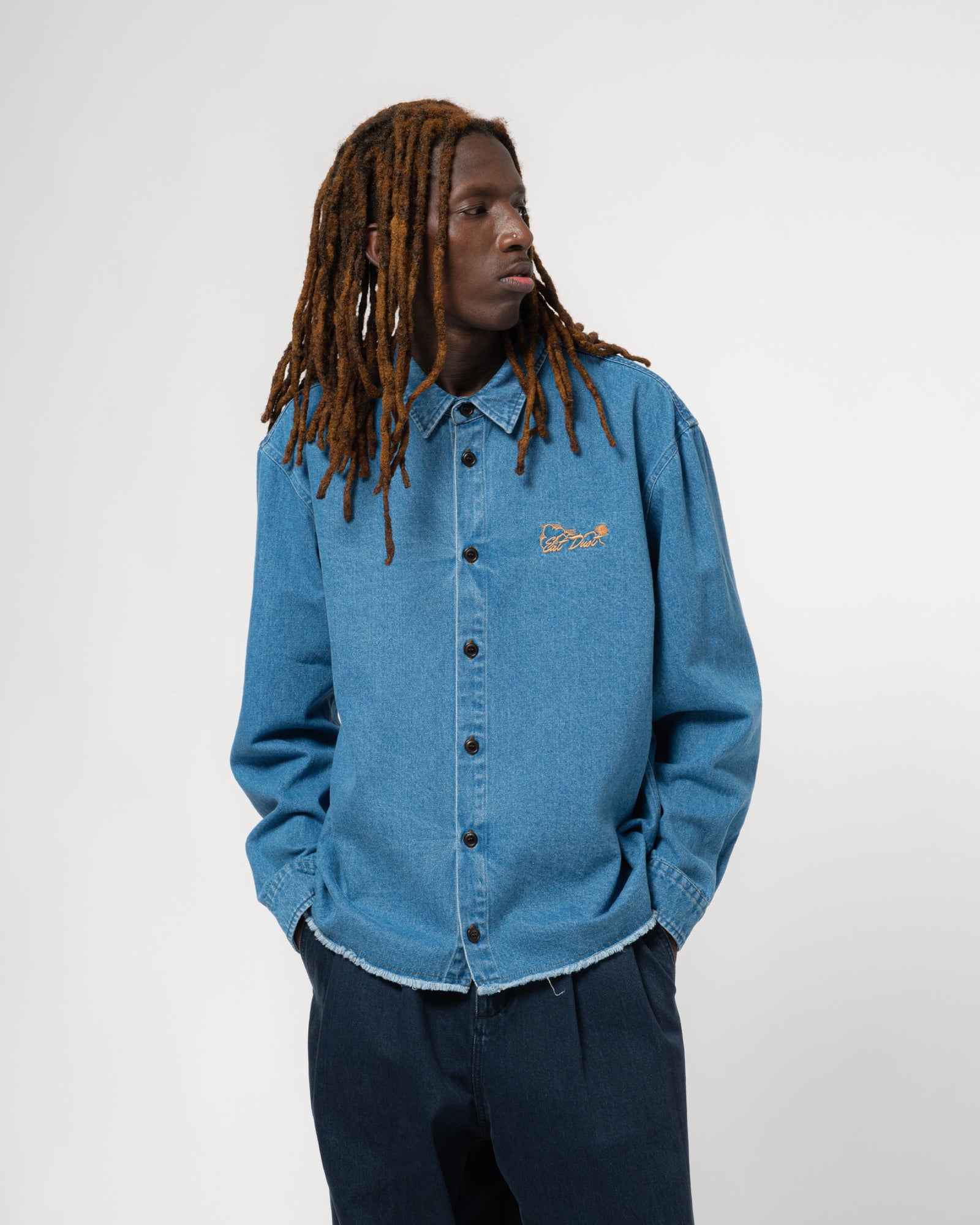 Workshirt Raw Edge Delhi Blue Stone Wash