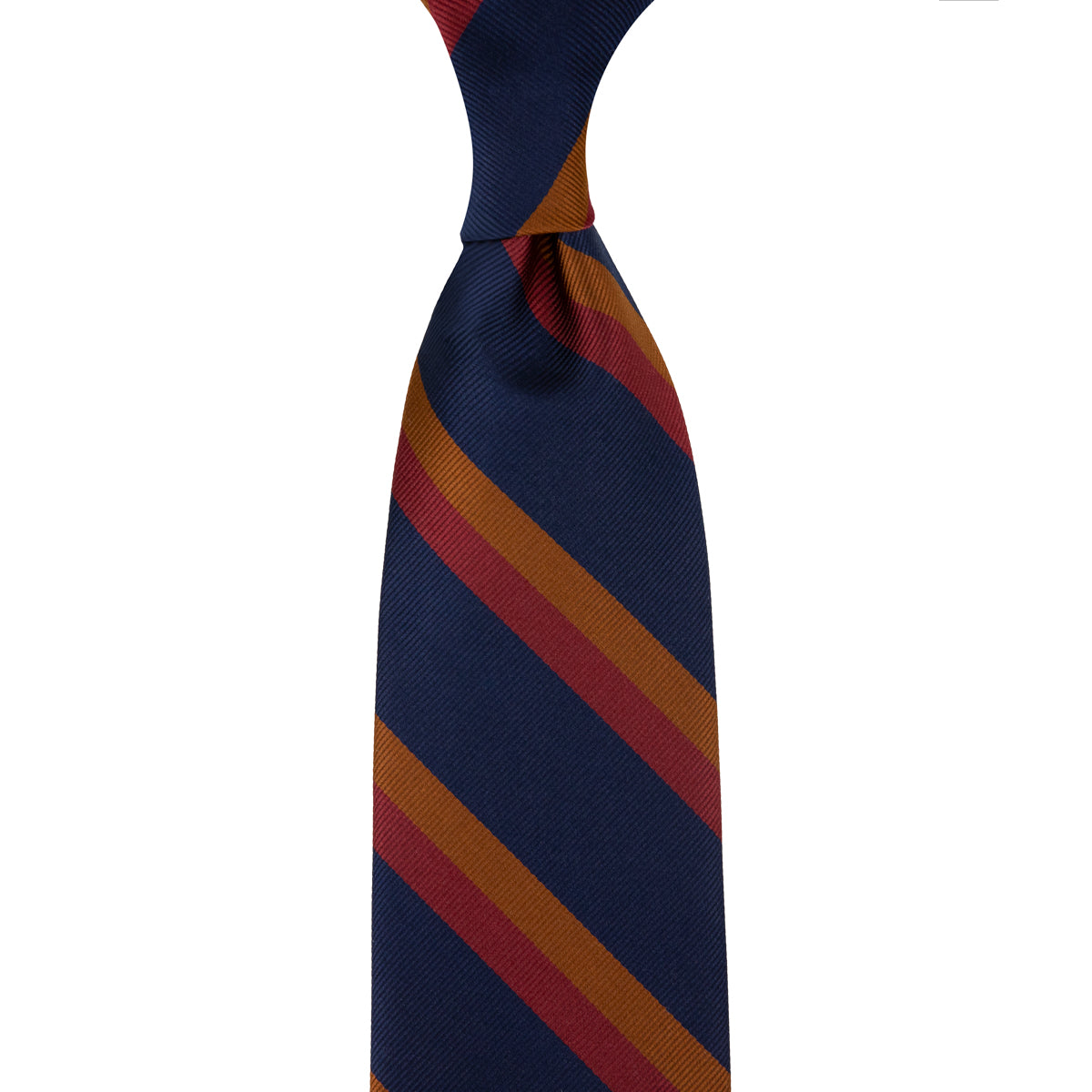 Japanese Repp Stripe Silk Tie Navy Copper Cherry