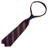 Japanese Repp Stripe Silk Tie Navy Copper Cherry