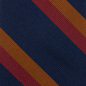 Japanese Repp Stripe Silk Tie Navy Copper Cherry