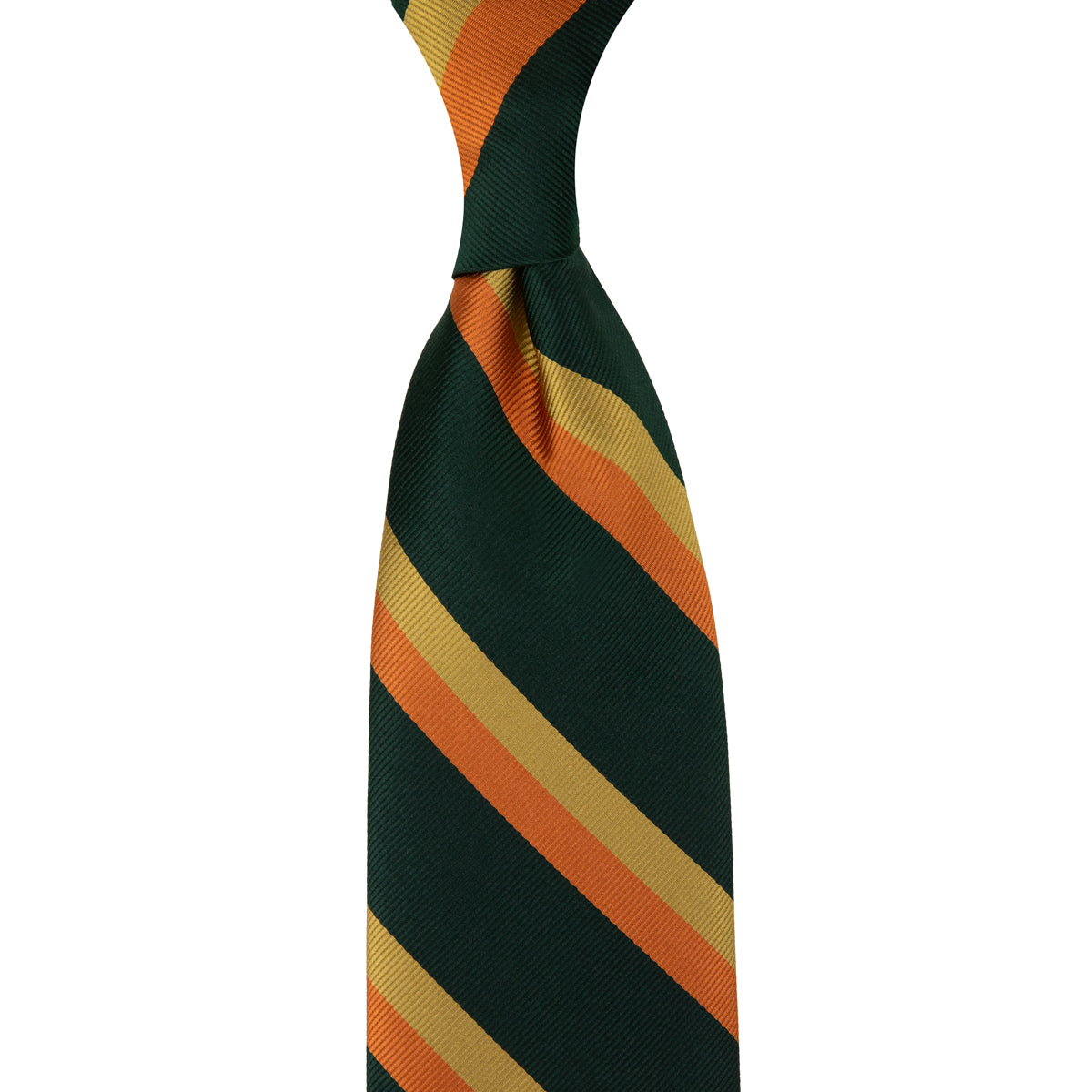 Japanese Repp Stripe Silk Tie Forest Beige
