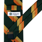 Japanese Repp Stripe Silk Tie Forest Beige