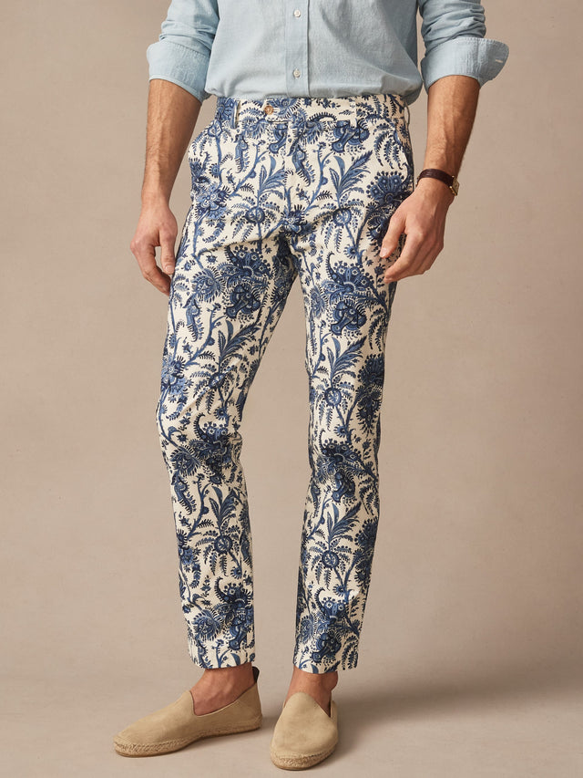 Cream/Blue Heirloom Paisley Madison Fancy Pants | Men's Pants | J.McLaughlin