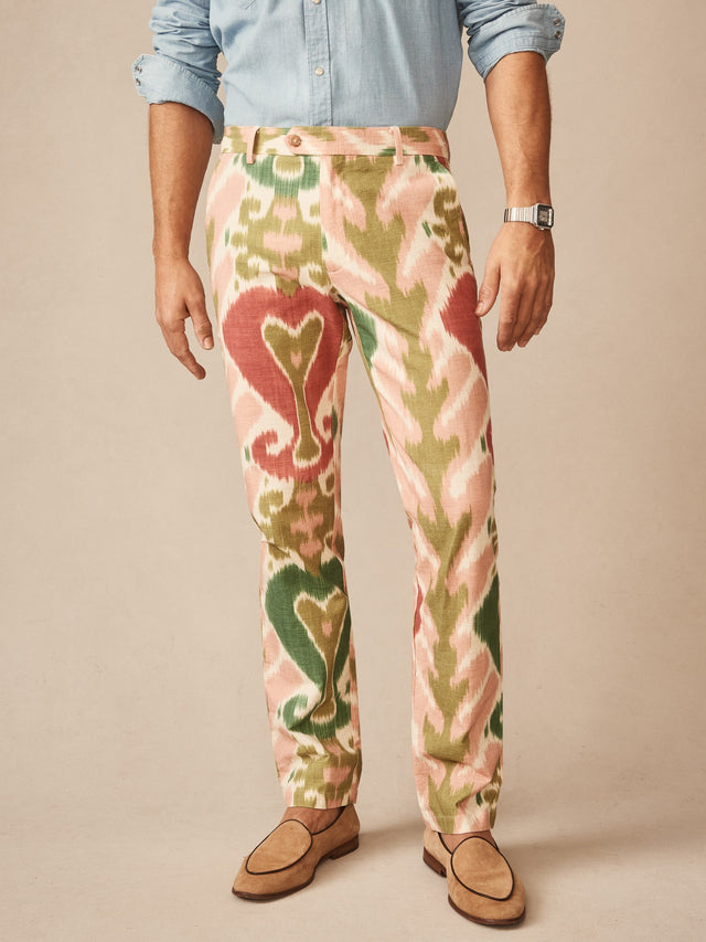 Cream/Green/Red Ikat Madison Fancy Pants | Men's Pants | J.McLaughlin