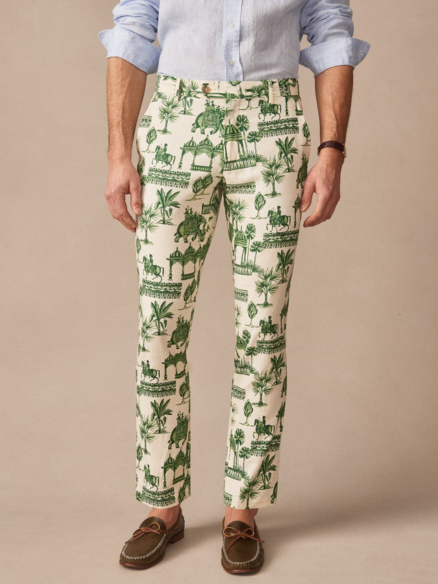 Off_White/Green Desert Toile Madison Fancy Pants | Men's Pants | J.McLaughlin