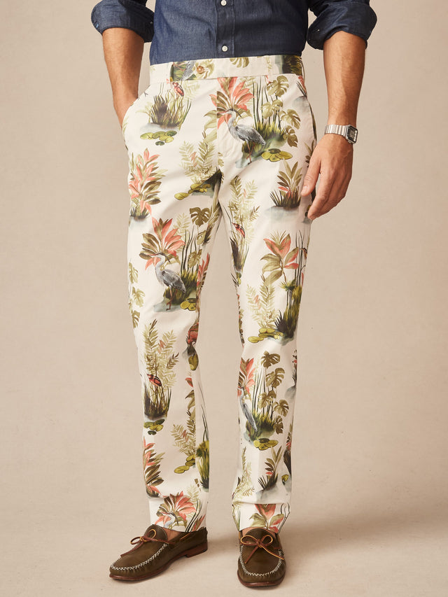 White/Coral/Green Tidal Palms Madison Fancy Pants | Men's Pants | J.McLaughlin