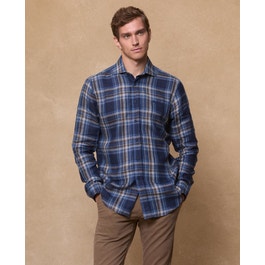 Nephin Linen Shirt – Blue Plaid Men’s Linen Shirt