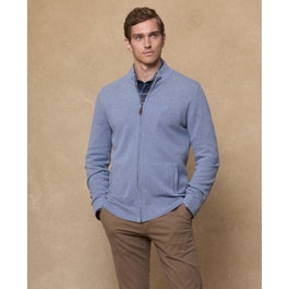 Ronan Cotton Cardigan Sky Blue & Grey | Magee 1866