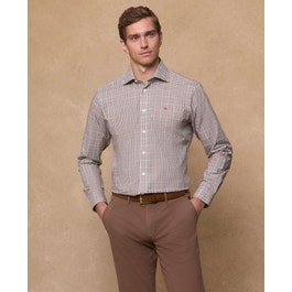 Nephin Cotton Shirt – Olive & Rust Green Check Men’s Shirt
