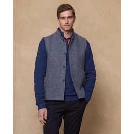 Cavan Gilet – Blue Donegal Tweed Men’s Waistcoat | Woven in Donegal