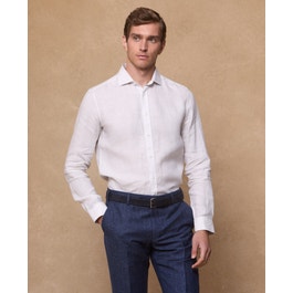 Benbaun Irish Linen Shirt | White Tailored Fit Shirt