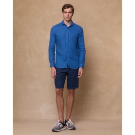 Benbaun Irish Linen Shirt | Blue Tailored Fit Shirt