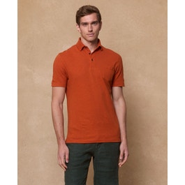 Nevan Cotton-Linen Polo Shirt - Rust | Silicon Washed Comfort