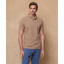 Brandon Cotton Polo Shirt - Oat Melange | Soft-Touch Cotton