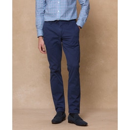 Dungloe Washed Cotton Chino in Navy | Men's Chinos