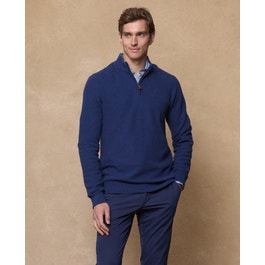 Liam 1/4 Zip Navy Cotton Jumper Classic Fit | Magee 1866