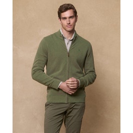 Ronan Cotton Cardigan Moss Green & Oat | Magee 1866