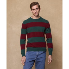 Aidan Crew Knitwear Bottle Green & Burgundy | Magee 1866