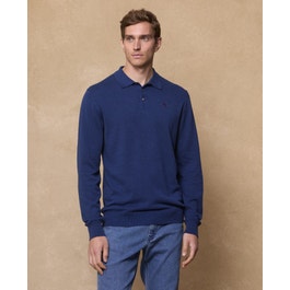Sebastian Cotton Polo Jumper Classic Fit Navy | Magee 1866