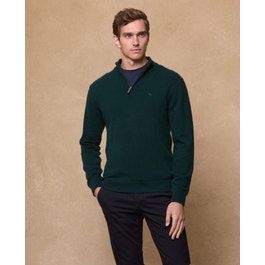 Lunnaigh 1/4 Zip Lambswool Jumper Forest Green | Magee 1866