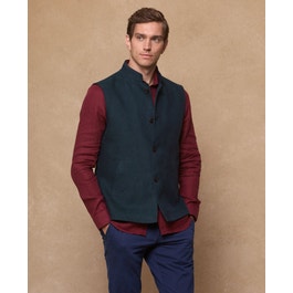 Cavan Gilet – Bottle Green Irish Linen Men’s Waistcoat | Woven in Donegal