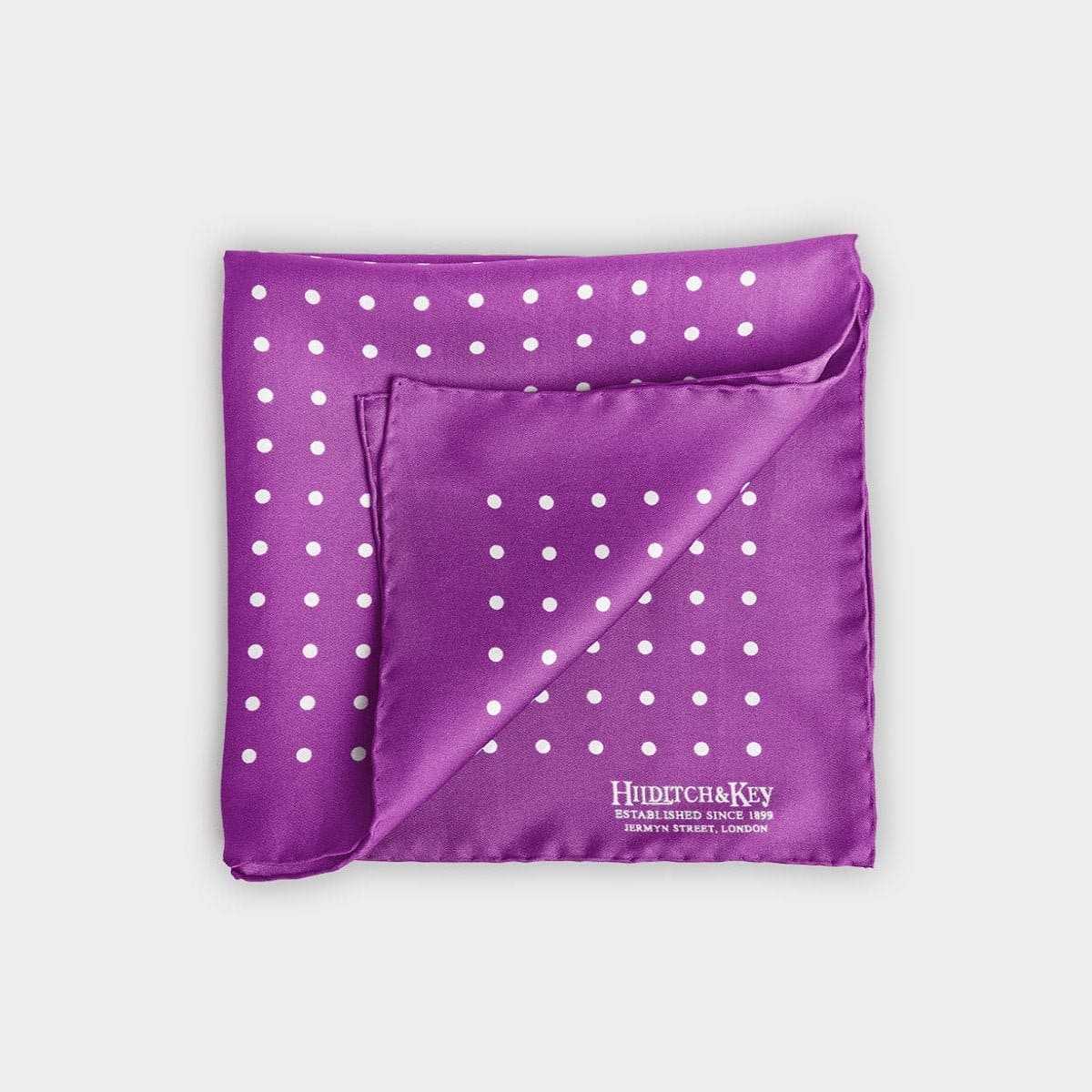 Magenta White Medium Spot Silk Pocket Square