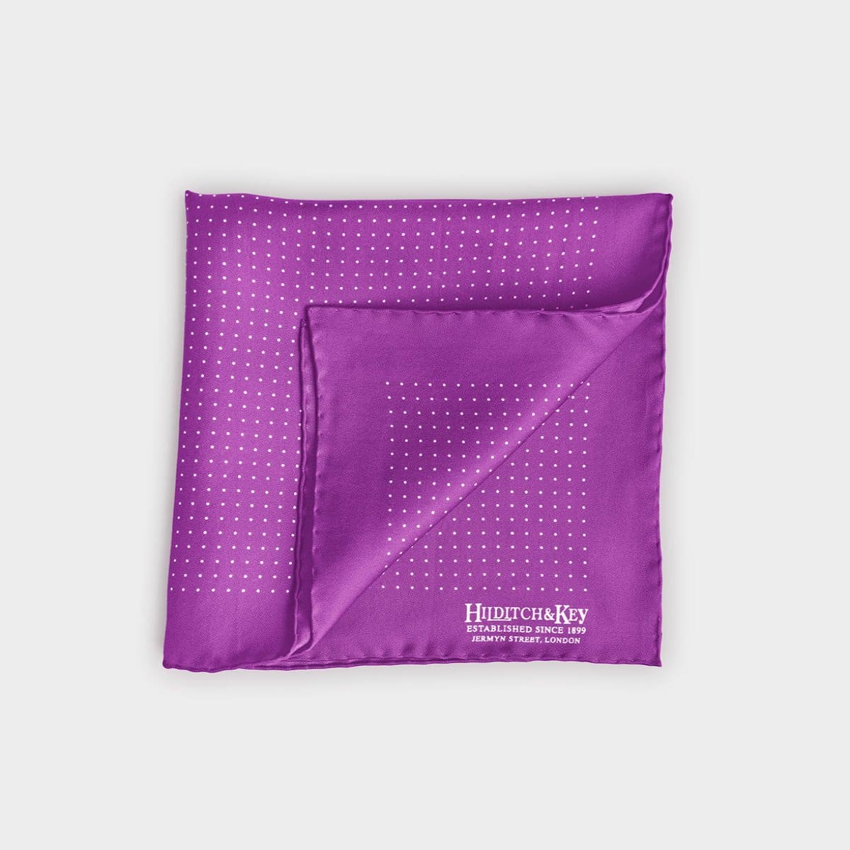 Magenta White Small Spot Silk Pocket Square