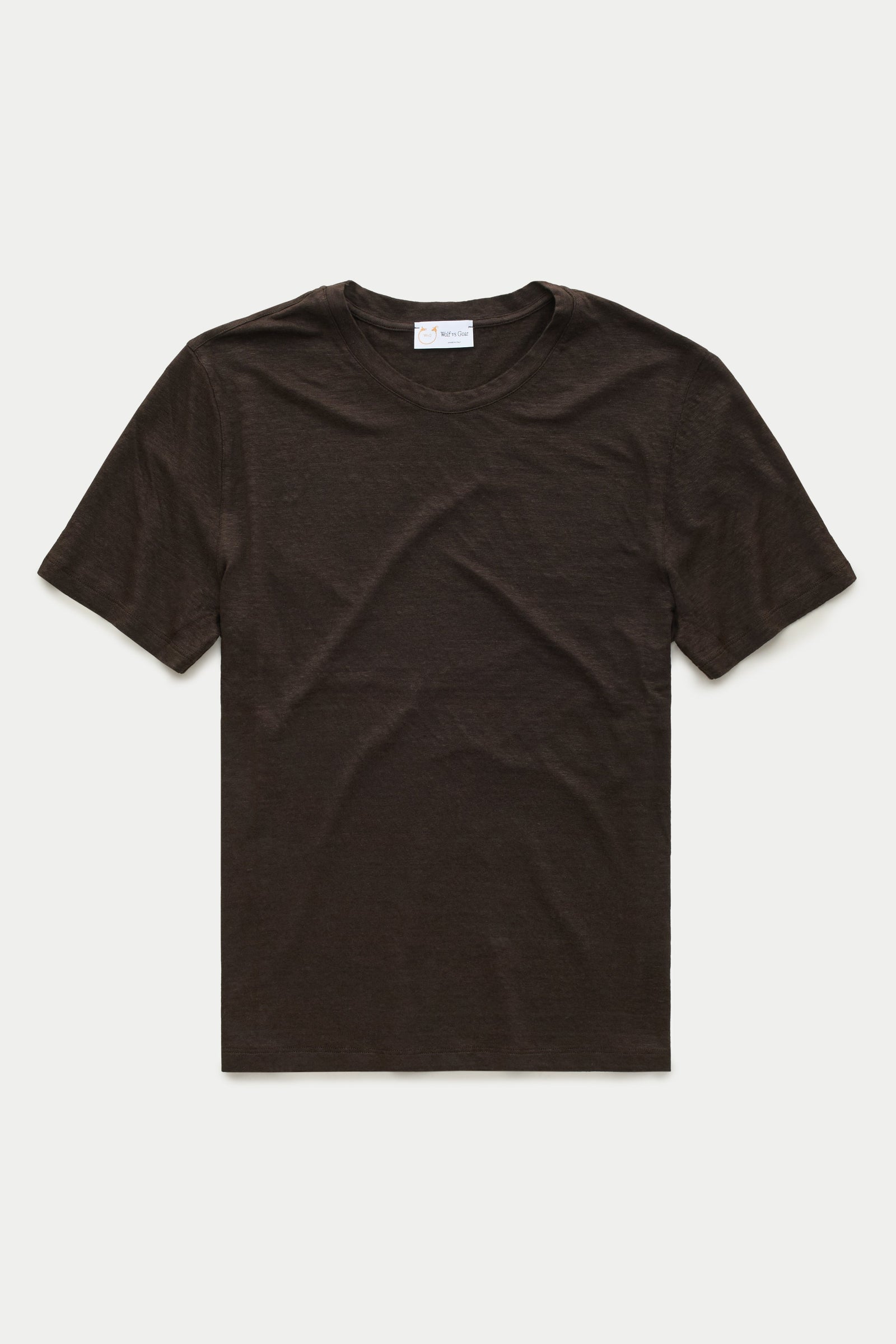 Short Sleeve Linen Crew Neck Tee Chocolate