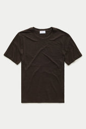 Short Sleeve Linen Crew Neck Tee Chocolate