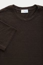 Short Sleeve Linen Crew Neck Tee Chocolate