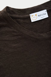 Short Sleeve Linen Crew Neck Tee Chocolate
