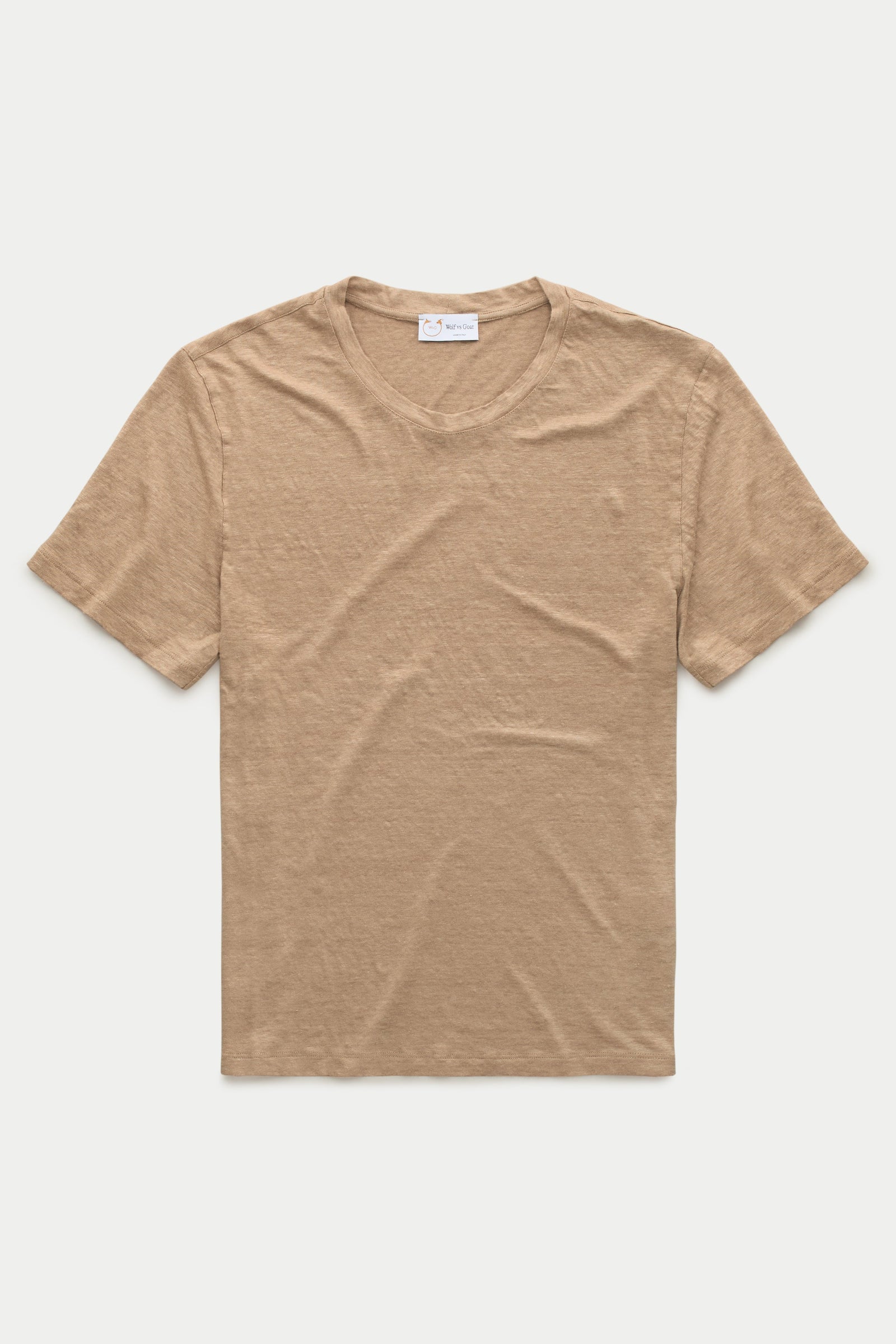 Short Sleeve Linen Crew Neck Tee Hazelnut