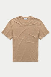 Short Sleeve Linen Crew Neck Tee Hazelnut