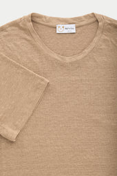 Short Sleeve Linen Crew Neck Tee Hazelnut